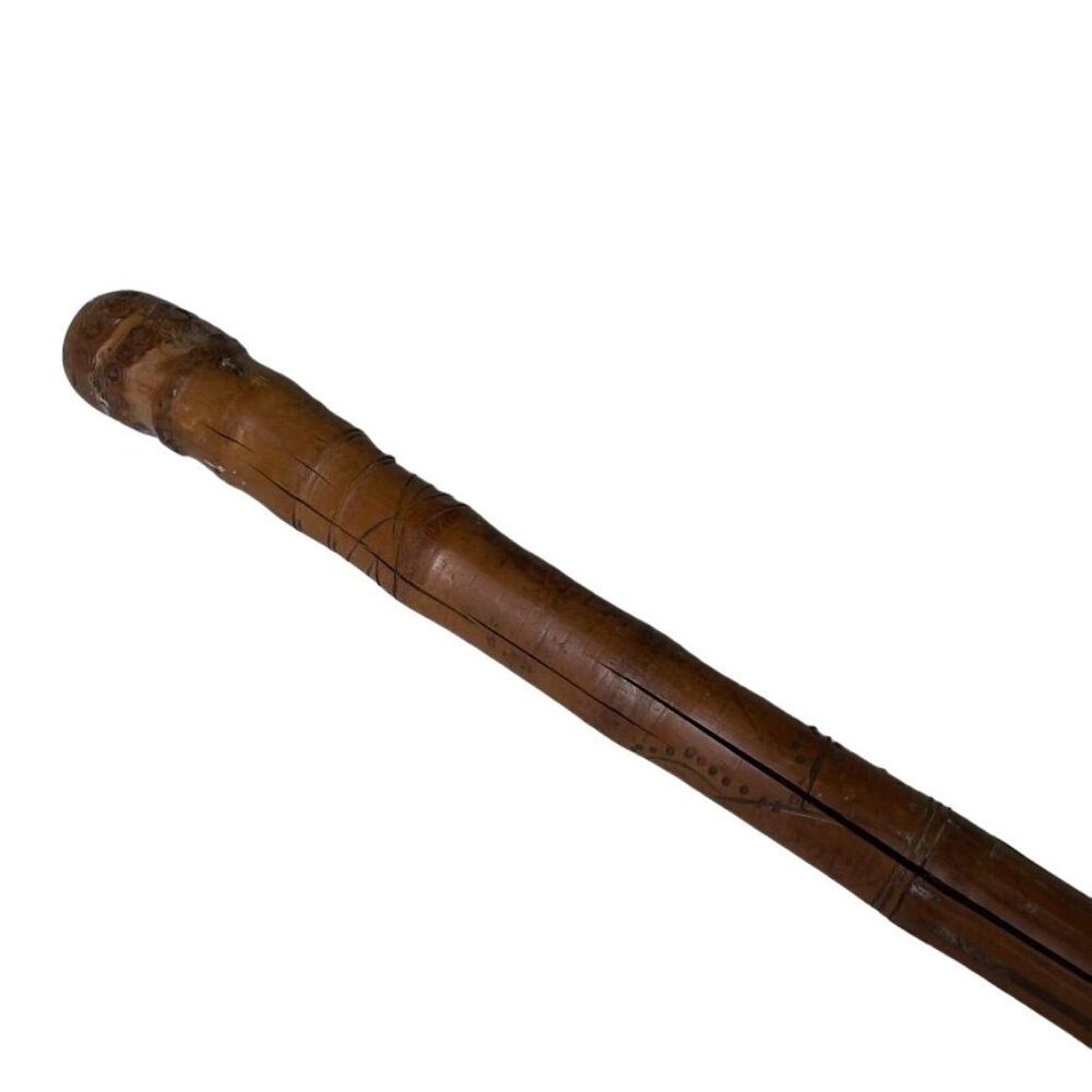 Vintage Knobby Cane Gentlemans Walking Stick Carved Engraved People Folk Art u - Picture 2 of 9